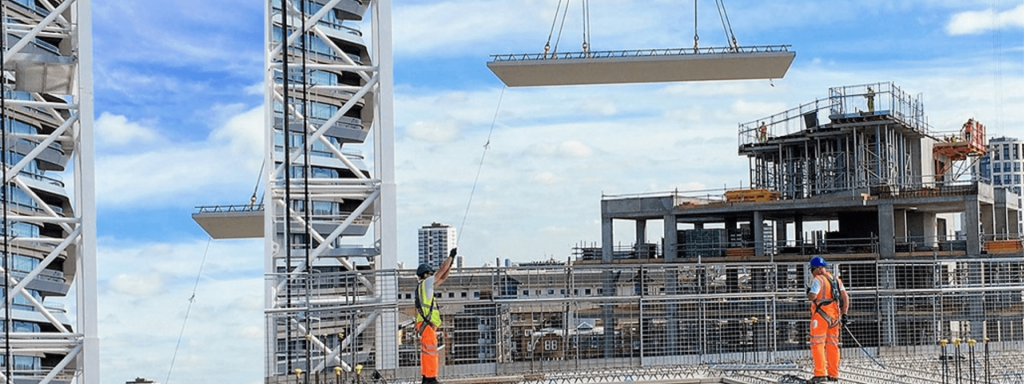 Construction frame and crane operations on a live project